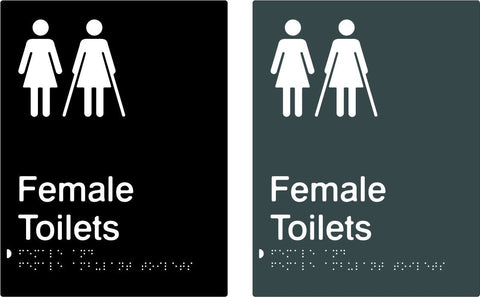 Female & Female Ambulant Toilets - Polypropylene - Black / Charcoal