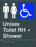 Unisex Accessible Toilet & Shower - Right Hand - Polypropylene - Black / Charcoal