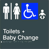 Airlock - Male, Female & Accessible - Toilets & Baby Change - Polypropylene - Black / Charcoal